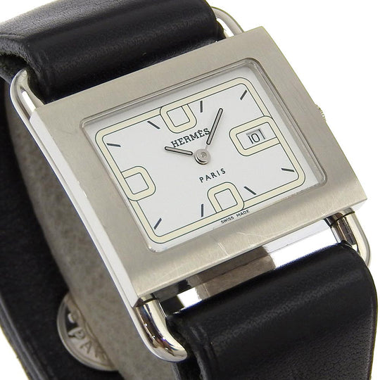 HERMES Watches Quartz BA1.510 Stainless Steel , Embossed Leather white Valenia White dial Women Used Authentic