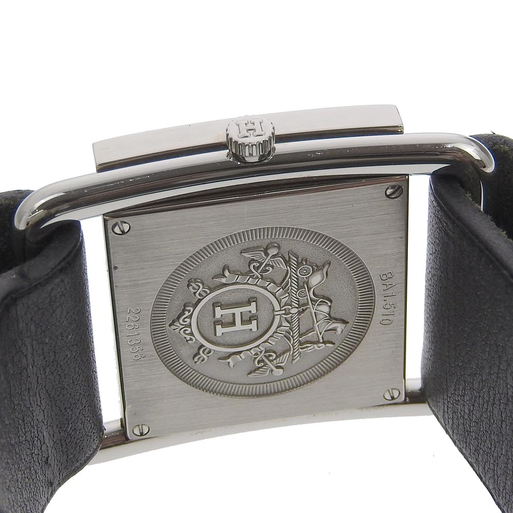 HERMES Watches Quartz BA1.510 Stainless Steel , Embossed Leather white Valenia White dial Women Used Authentic