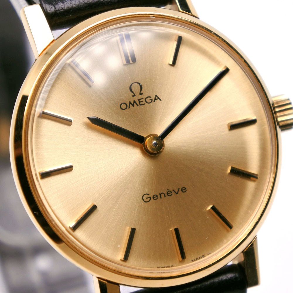 OMEGA Watches Hand Winding 511.04110 Plated Gold, embossed leather gold cal.625 Geneva gold dial Women Used Authentic