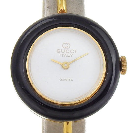 GUCCI Watches Quartz Plated Gold white Change bezel White dial Women Used Authentic