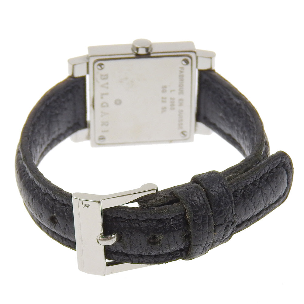 BVLGARI Watches Quartz SQ22SL Stainless Steel , Embossed Leather black Quadrat black dial Women Used Authentic