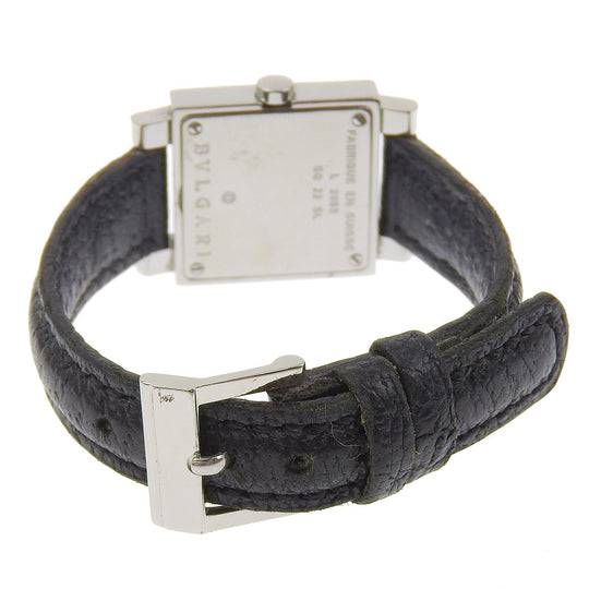 BVLGARI Watches Quartz SQ22SL Stainless Steel , Embossed Leather black Quadrat black dial Women Used Authentic