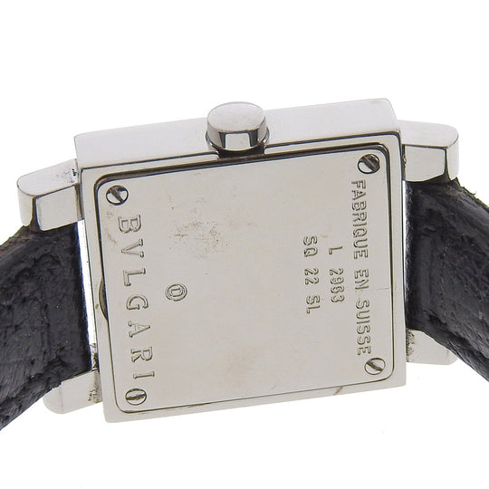 BVLGARI Watches Quartz SQ22SL Stainless Steel , Embossed Leather black Quadrat black dial Women Used Authentic