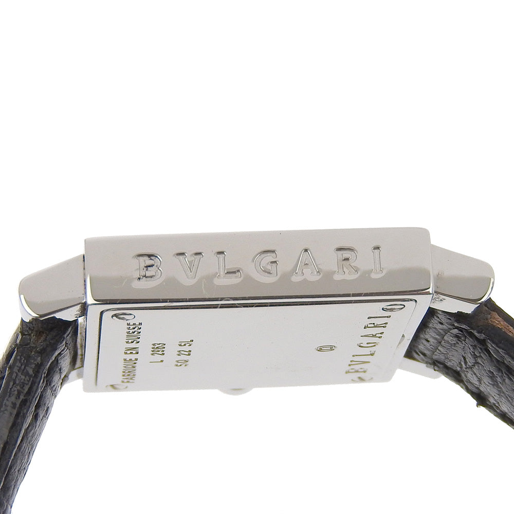 BVLGARI Watches Quartz SQ22SL Stainless Steel , Embossed Leather black Quadrat black dial Women Used Authentic