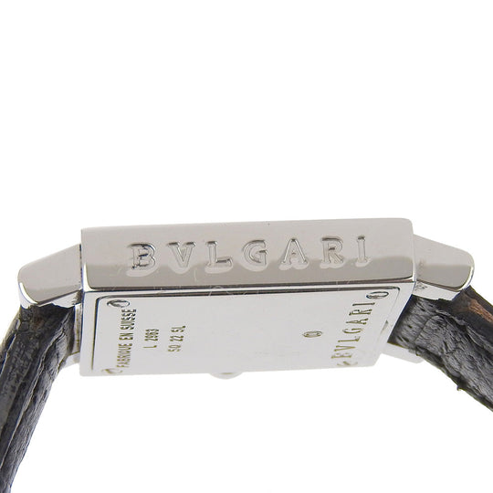 BVLGARI Watches Quartz SQ22SL Stainless Steel , Embossed Leather black Quadrat black dial Women Used Authentic