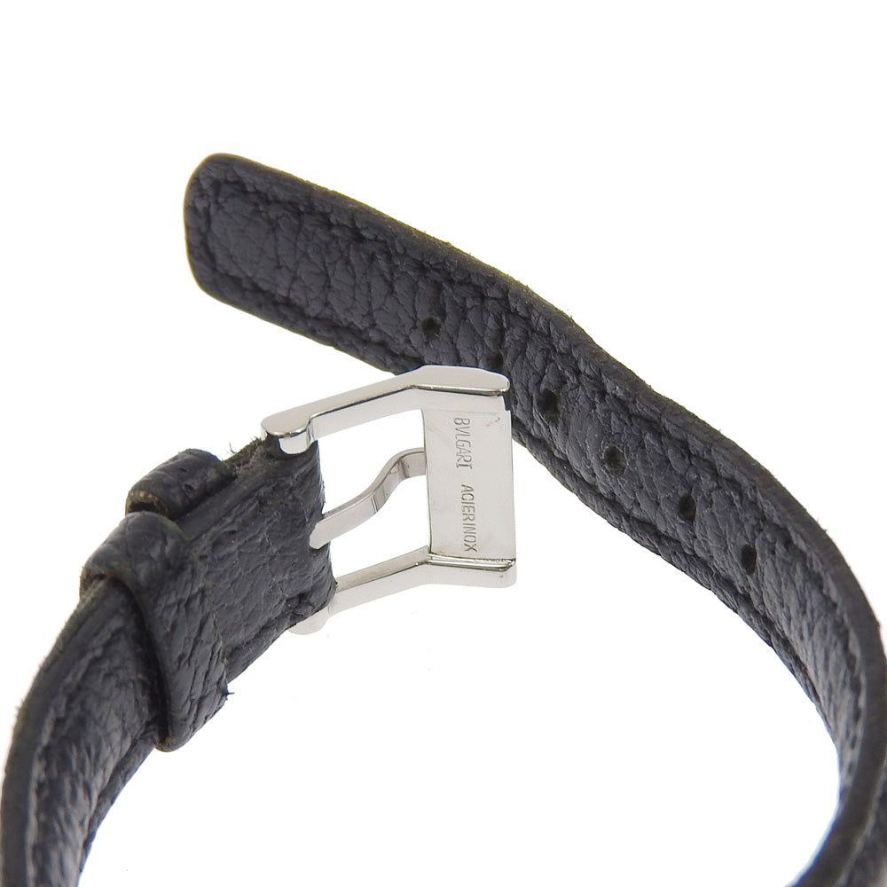 BVLGARI Watches Quartz SQ22SL Stainless Steel , Embossed Leather black Quadrat black dial Women Used Authentic