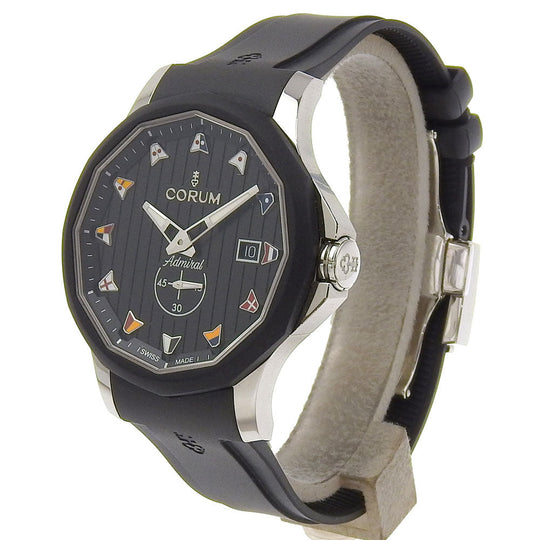 CORUM Watches Mechanical Automatic 395.102.22/F371AN12 Stainless Steel, Rubber black Admiral 42 black dial mens Used Authentic
