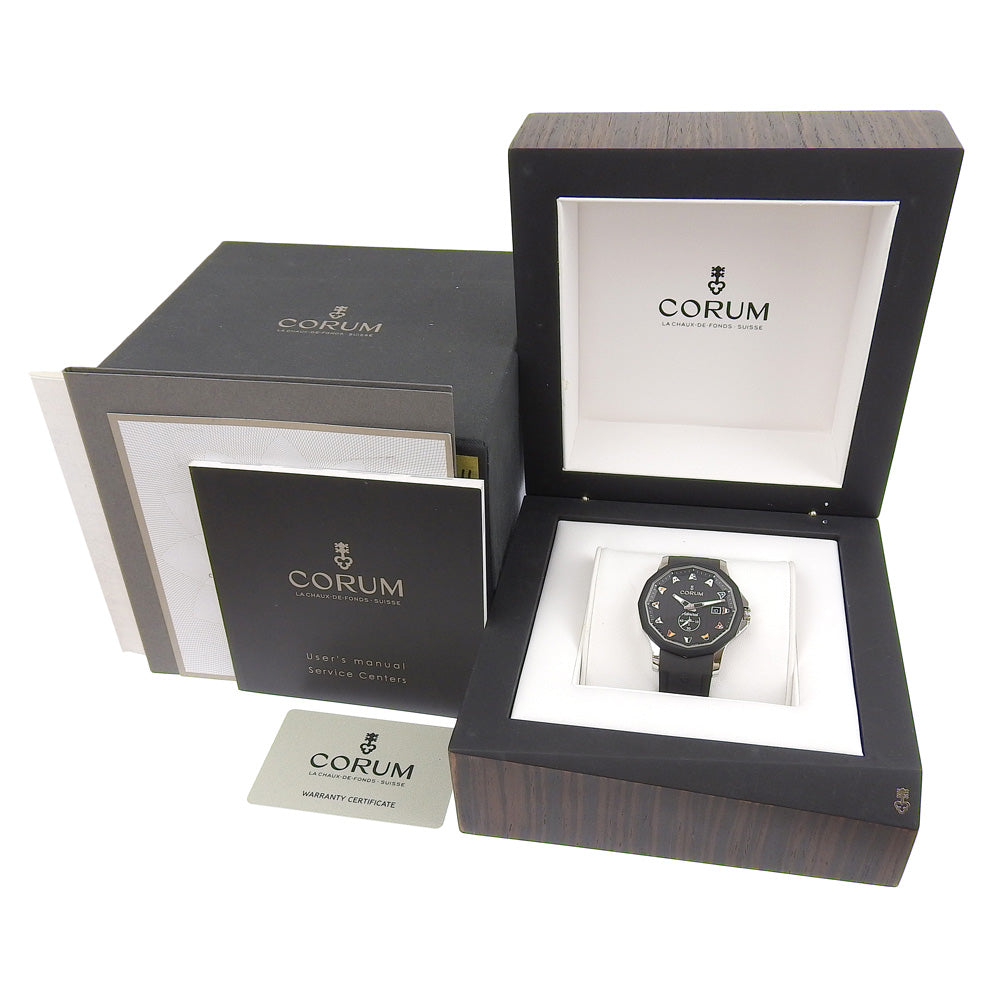 CORUM Watches Mechanical Automatic 395.102.22/F371AN12 Stainless Steel, Rubber black Admiral 42 black dial mens Used Authentic