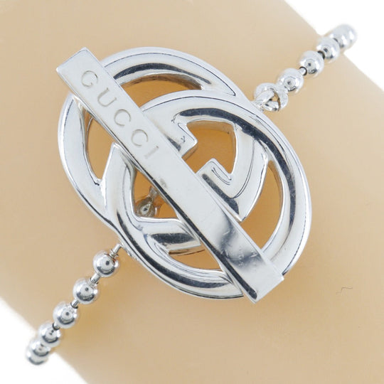GUCCI bracelet Silver925 Silver Ball chain Interlocking G Women 16 Used Authentic