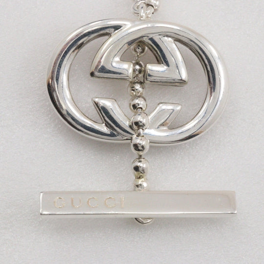 GUCCI bracelet Silver925 Silver Ball chain Interlocking G Women 16 Used Authentic