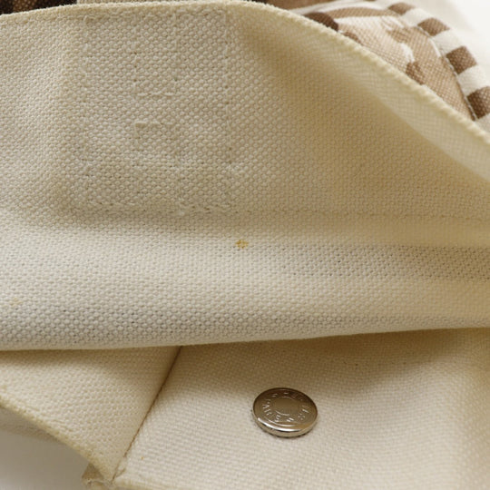 HERMES Tote Bag canvas Brown/Off White Chevault Women(Unisex) Used Authentic