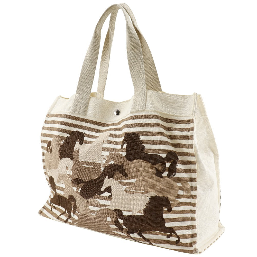 HERMES Tote Bag canvas Brown/Off White Chevault Women(Unisex) Used Authentic