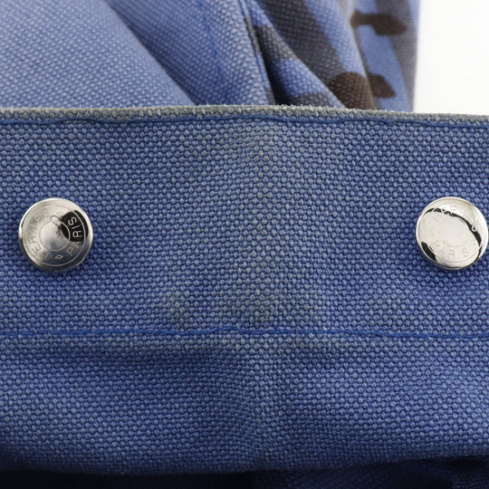 HERMES Tote Bag canvas Blue, Black Chevault Women(Unisex) Used Authentic