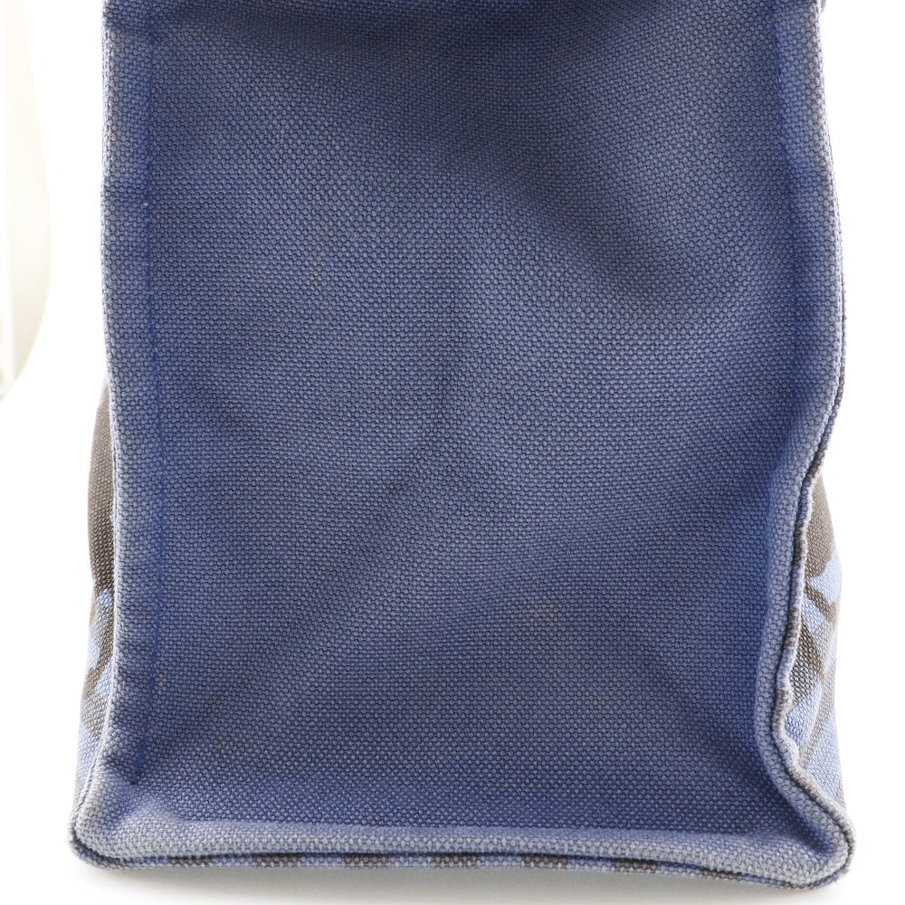 HERMES Tote Bag canvas Blue, Black Chevault Women(Unisex) Used Authentic