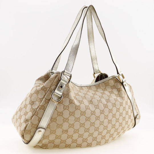 GUCCI Tote Bag 130736 GG canvas beige Women Used Authentic