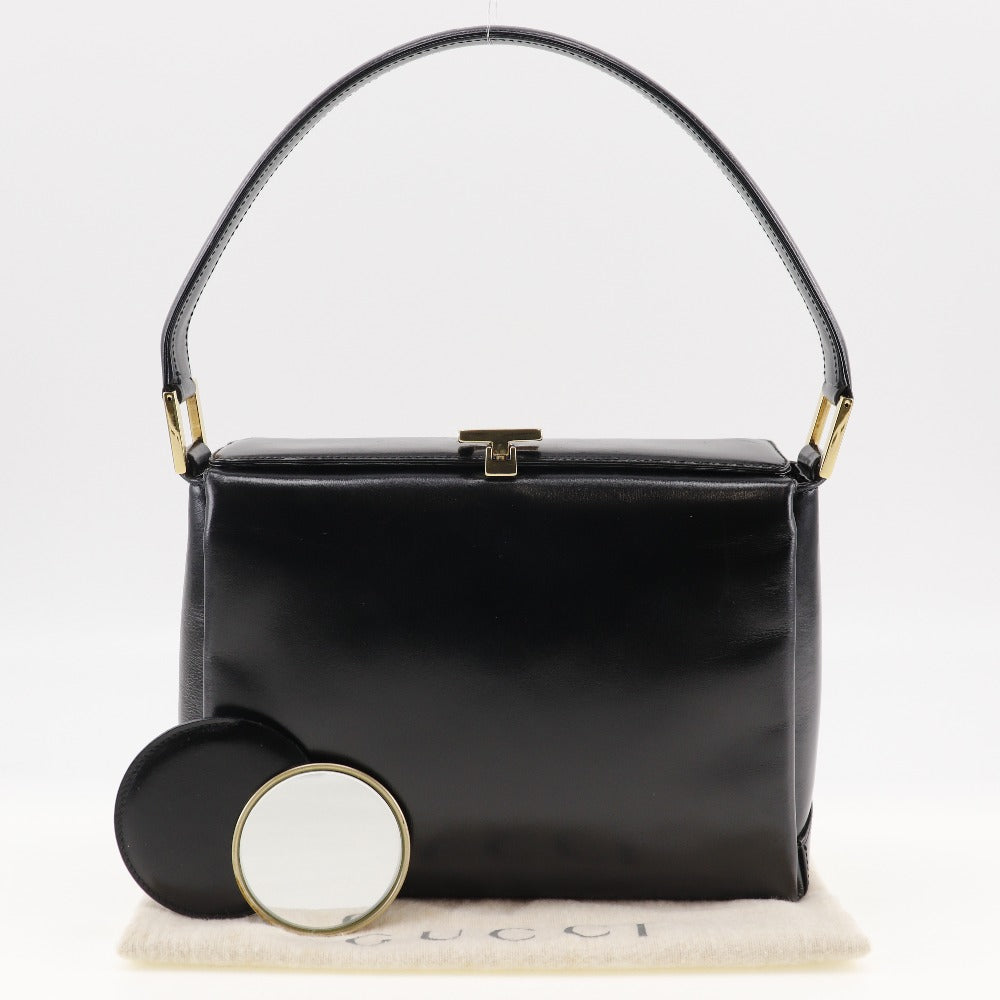GUCCI Handbag leather black Old Gucci Women Used Authentic