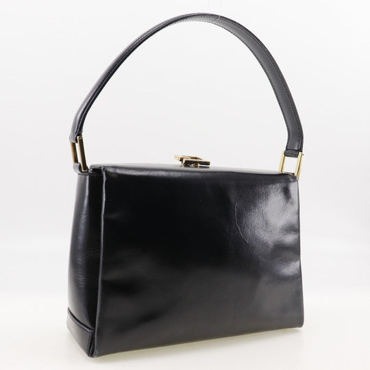 GUCCI Handbag leather black Old Gucci Women Used Authentic