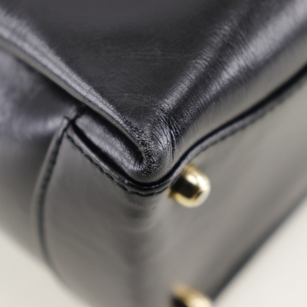 GUCCI Handbag leather black Old Gucci Women Used Authentic