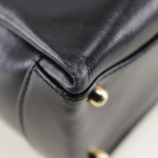 GUCCI Handbag leather black Old Gucci Women Used Authentic