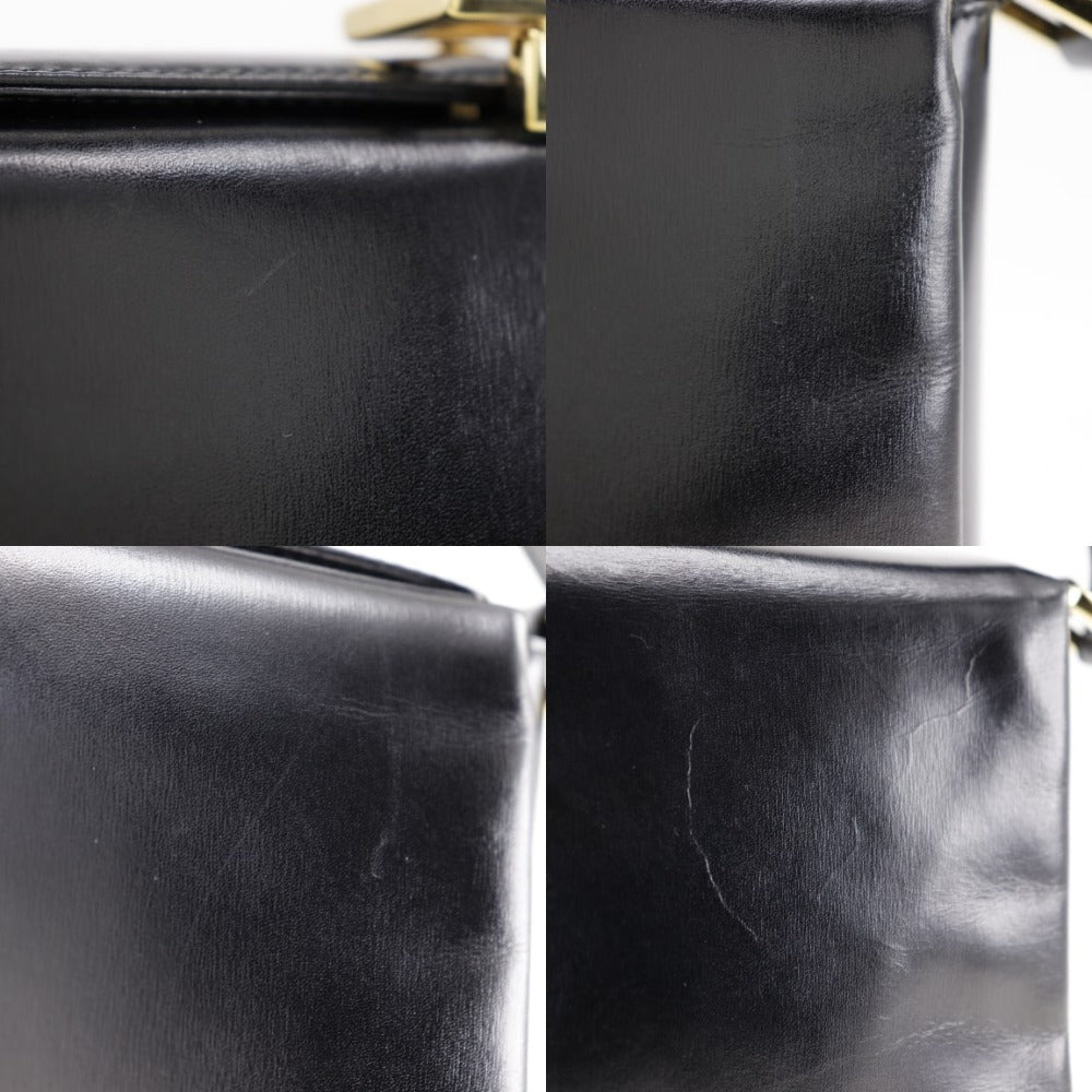 GUCCI Handbag leather black Old Gucci Women Used Authentic