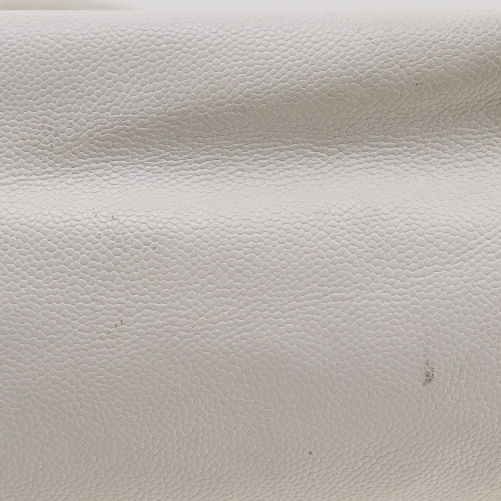 CHANEL Tote Bag Caviar skin White COCO Mark Women Used Authentic