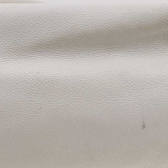 CHANEL Tote Bag Caviar skin White COCO Mark Women Used Authentic
