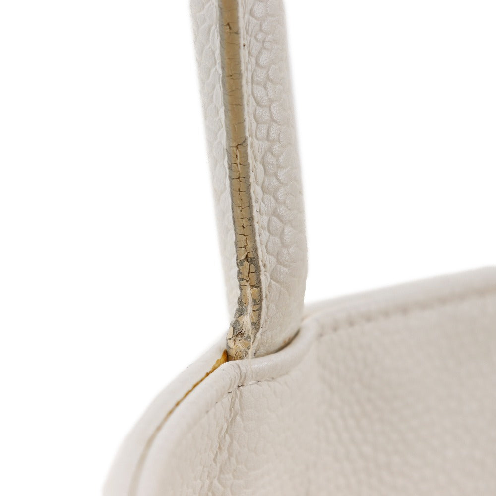 CHANEL Tote Bag Caviar skin White COCO Mark Women Used Authentic