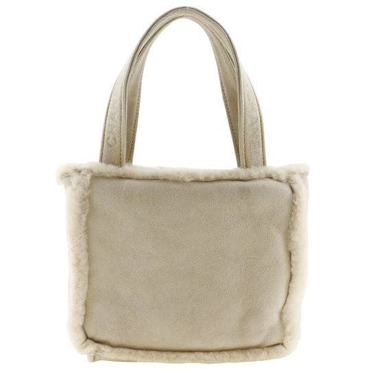 CHANEL Handbag Mouton beige Mini tote handle logo Women Used Authentic