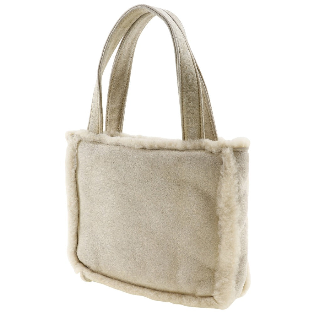CHANEL Handbag Mouton beige Mini tote handle logo Women Used Authentic