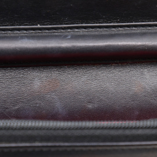 CHANEL Long Wallet Purse A46646 Calfskin, enamel black Cambon line Chain wallet Women Used Authentic