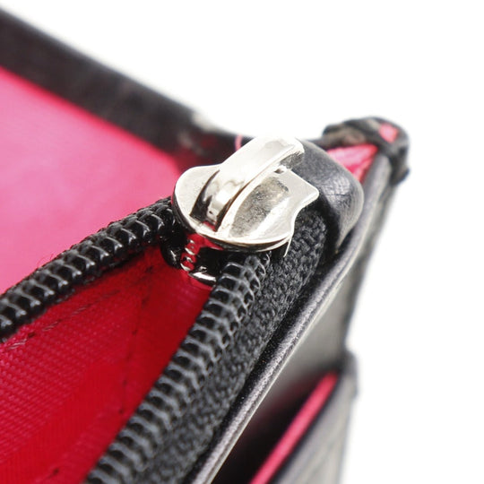 CHANEL Long Wallet Purse A46646 Calfskin, enamel black Cambon line Chain wallet Women Used Authentic