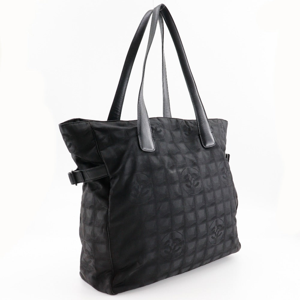 CHANEL Tote Bag Nylon canvas black New travel line Tote GM Women Used Authentic