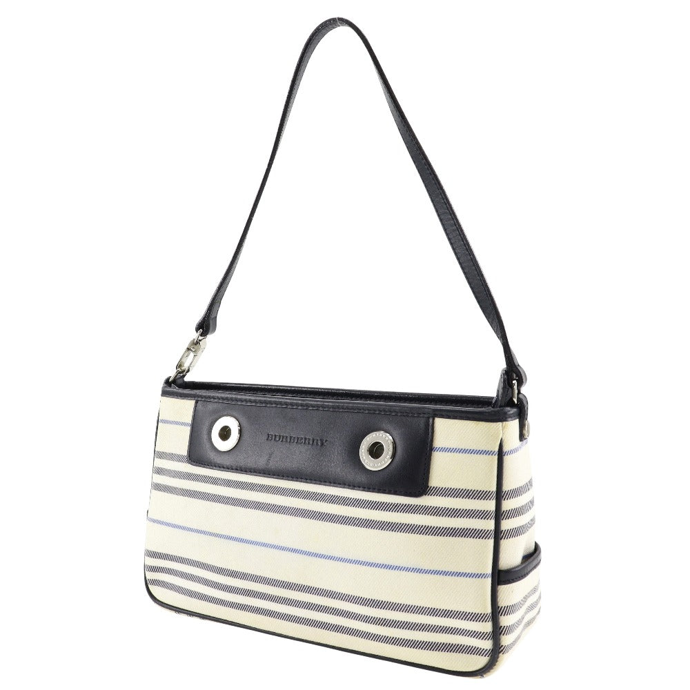 BURBERRY Shoulder Bag canvas off white one belt Women Used Authentic