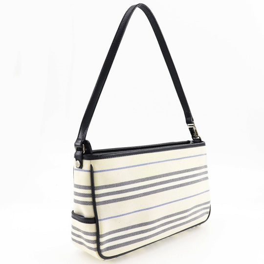 BURBERRY Shoulder Bag canvas off white one belt Women Used Authentic