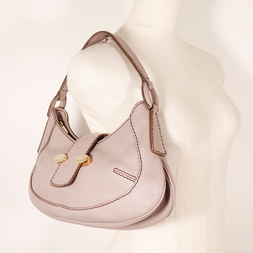 TOD�fS Shoulder Bag leather lavender one belt Women Used Authentic