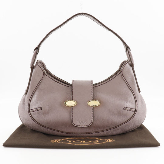 TOD�fS Shoulder Bag leather lavender one belt Women Used Authentic