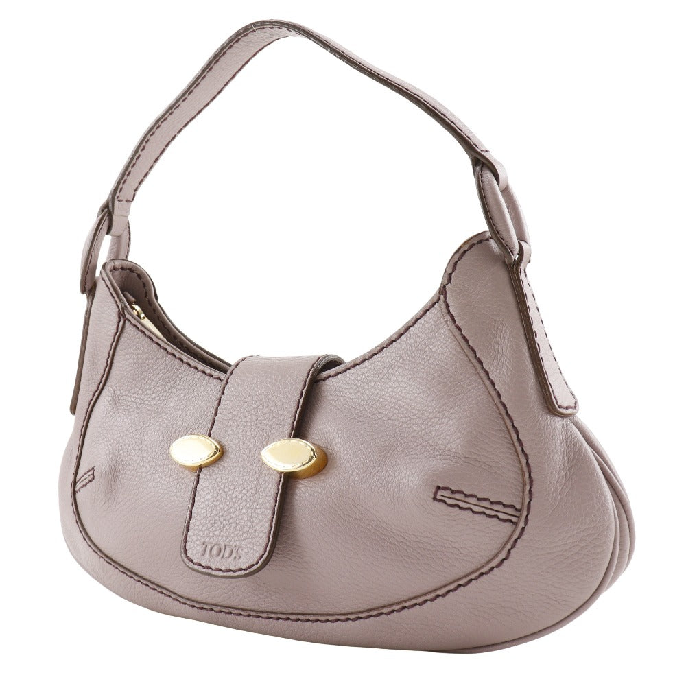 TOD�fS Shoulder Bag leather lavender one belt Women Used Authentic