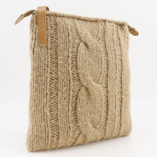 BURBERRY BLUE LABEL Shoulder Bag wool beige knit Women Used Authentic