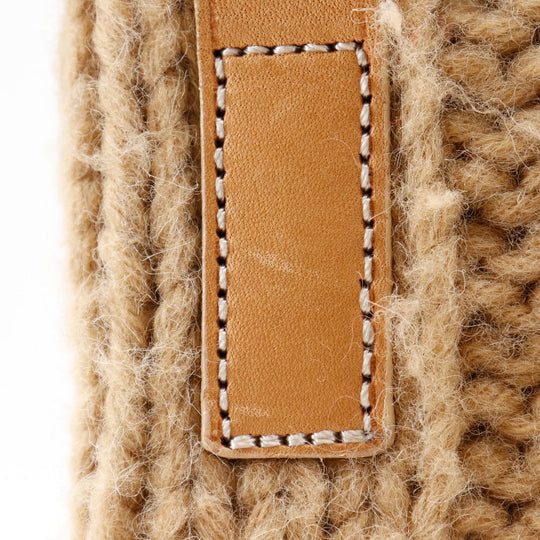 BURBERRY BLUE LABEL Shoulder Bag wool beige knit Women Used Authentic