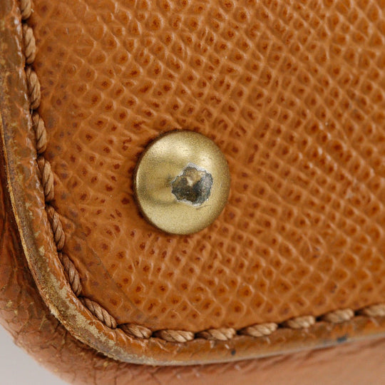 CHANEL Tote Bag leather Brown Logo charm Women Used Authentic