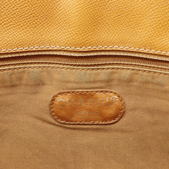 CHANEL Tote Bag leather Brown Logo charm Women Used Authentic