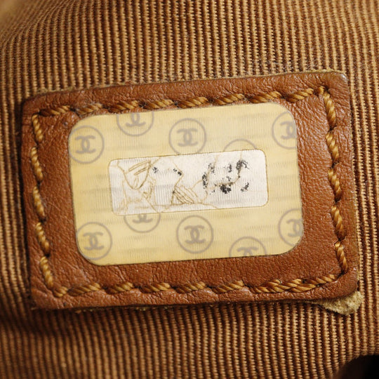 CHANEL Tote Bag leather Brown Logo charm Women Used Authentic