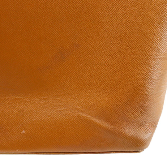 CHANEL Tote Bag leather Brown Logo charm Women Used Authentic