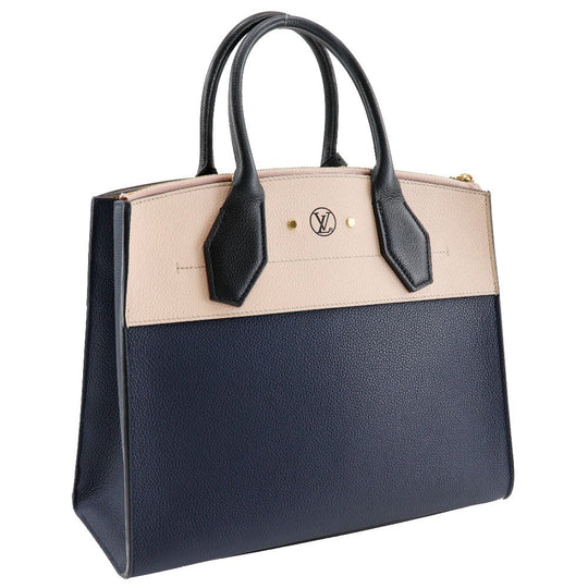 LOUIS VUITTON Handbag M42496 Calfskin Navy / pink By color City Steamer MM Women Used Authentic
