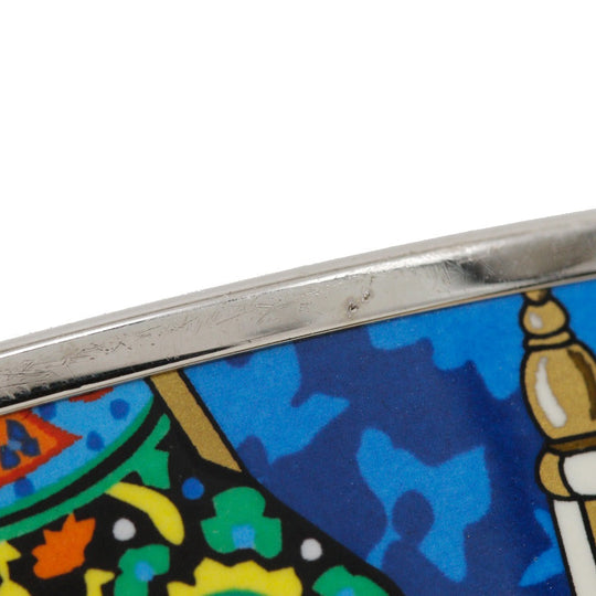 HERMES Bangle metallic Silver / blue cloisonne Emilel GM Women Used Authentic