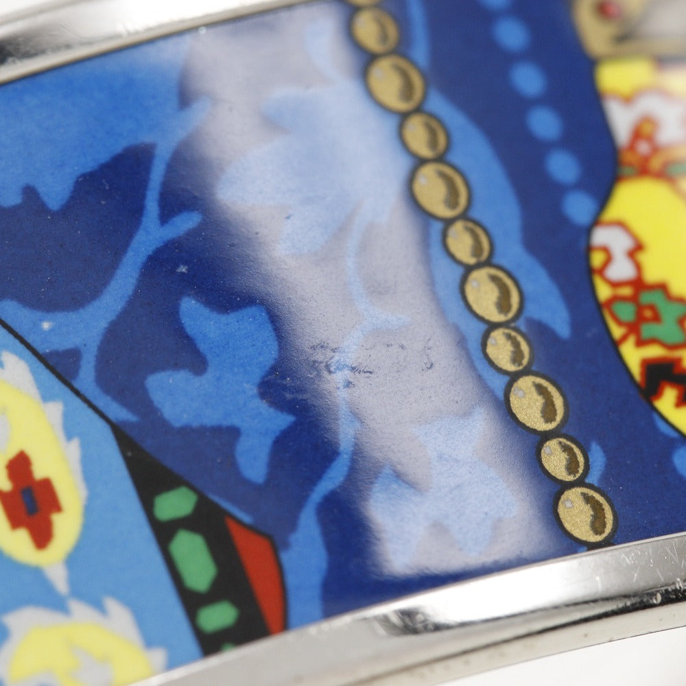HERMES Bangle metallic Silver / blue cloisonne Emilel GM Women Used Authentic