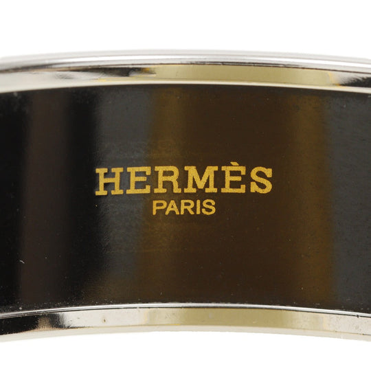 HERMES Bangle metallic Silver / blue cloisonne Emilel GM Women Used Authentic