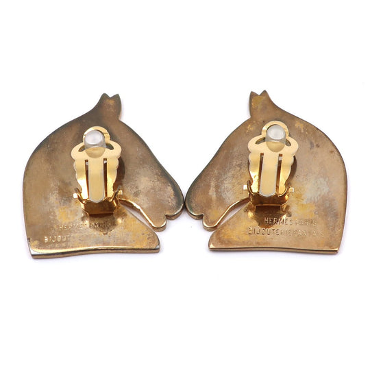 HERMES Earring Plated Gold gold BIJOUTERIE FANTAISIE Shuval Women Used Authentic