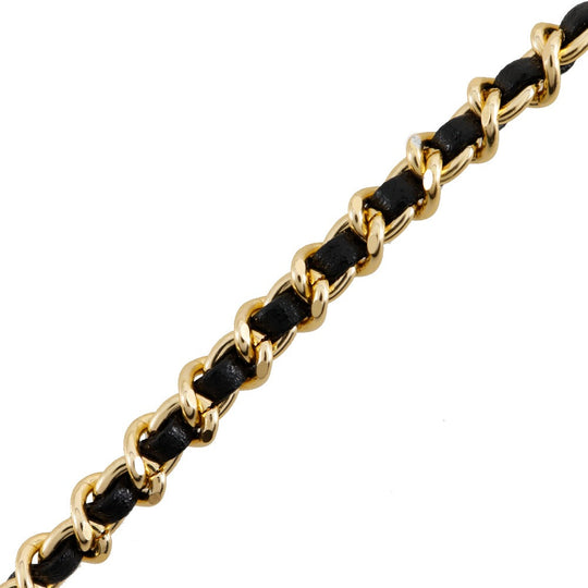 CHANEL Necklace Plated Gold , Leather gold Allure Perfume bottle Women Used Authentic