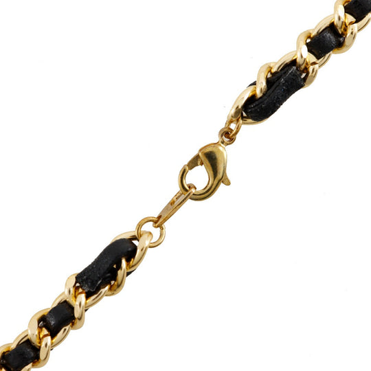 CHANEL Necklace Plated Gold , Leather gold Allure Perfume bottle Women Used Authentic
